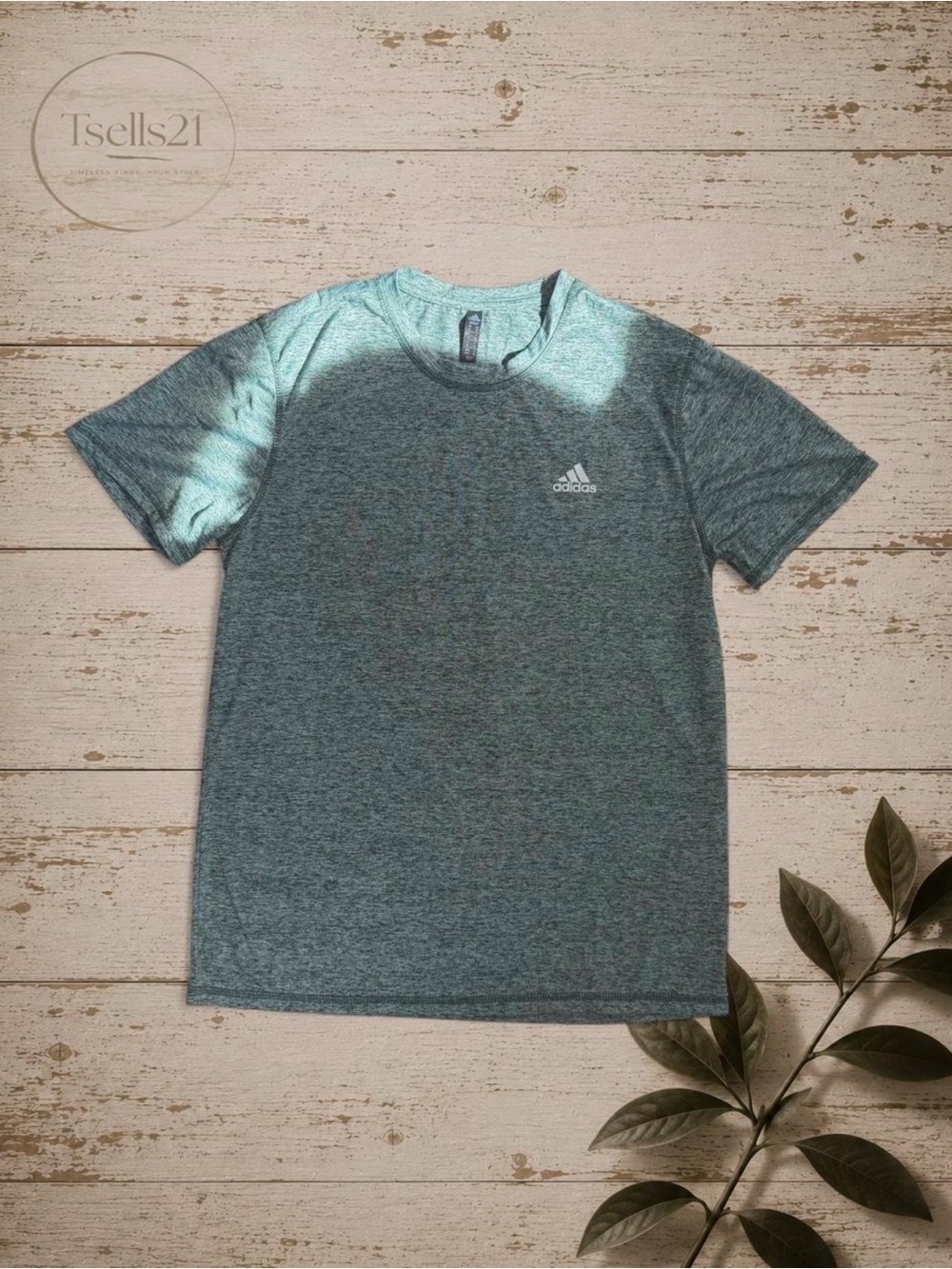 Adidas Men's Heathered Green Golf Melange Short Sleeve Training T-Shirt - Size M